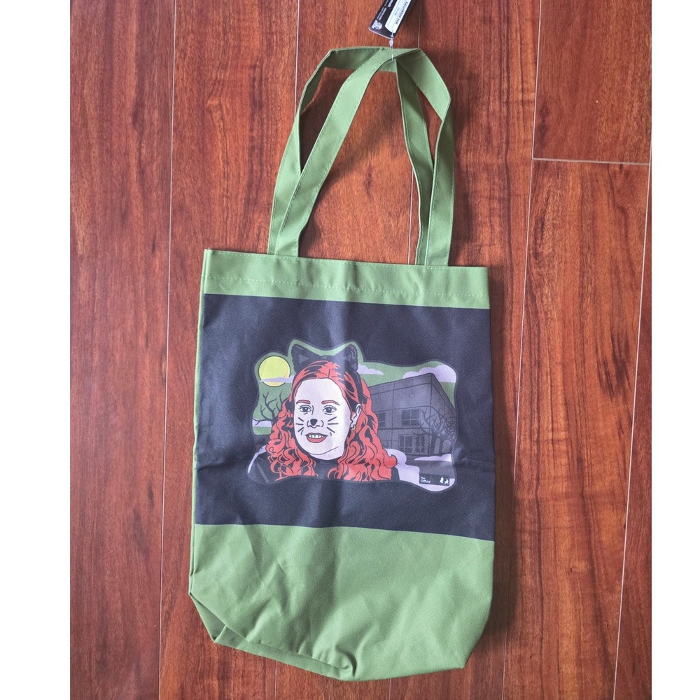 The Office Halloween Pam Beesly Tote Bag Dunder Mifflin Green Canvas CultureFly